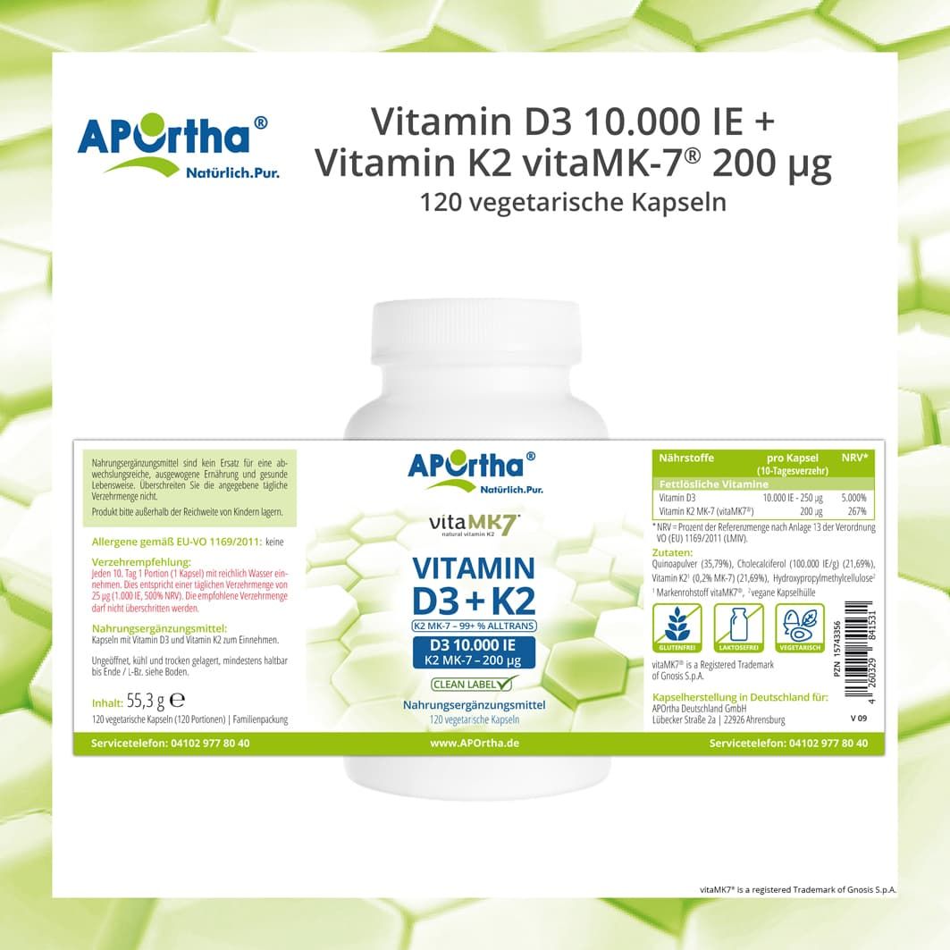 APOrtha® Vitamin D3 10.000 IE + Vitamin K2 vitaMK7® 200 µg