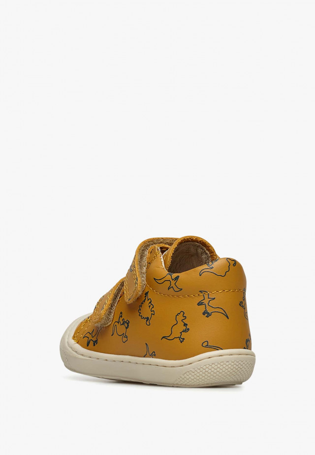 NATURINO COCOON VLLauflernschuhe aus Leder mit Dinosaurien-Print, Kürbis