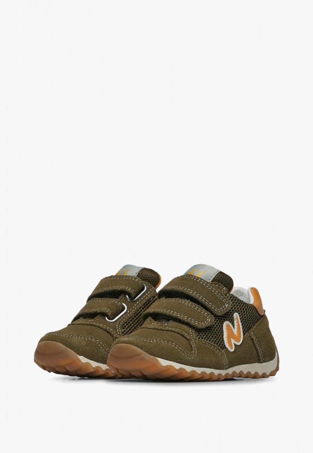 NATURINO SAMMY 2 VL.Sneakers aus Veloursleder und Gewebe, Militärgrün-Kürbis