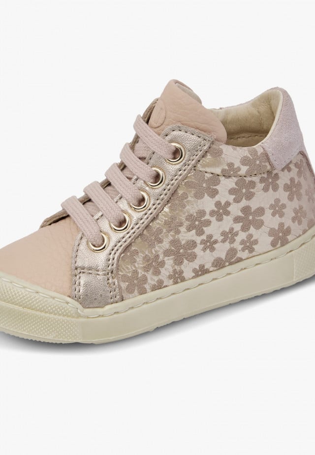 NATURINO LOVAN ZIPSneakers aus Leder und Veloursleder, Beige-Puderrosa