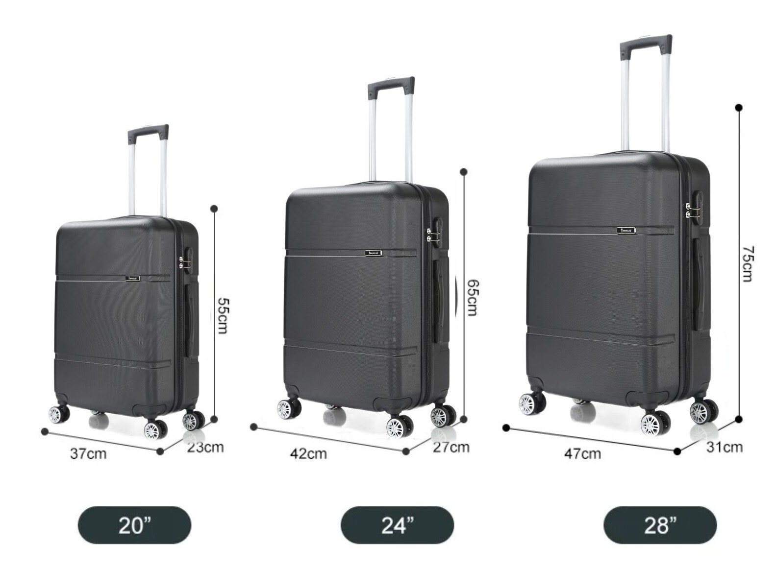 Reisekoffer ABS-02 Koffer 3-teilig Hartschale Trolley Set