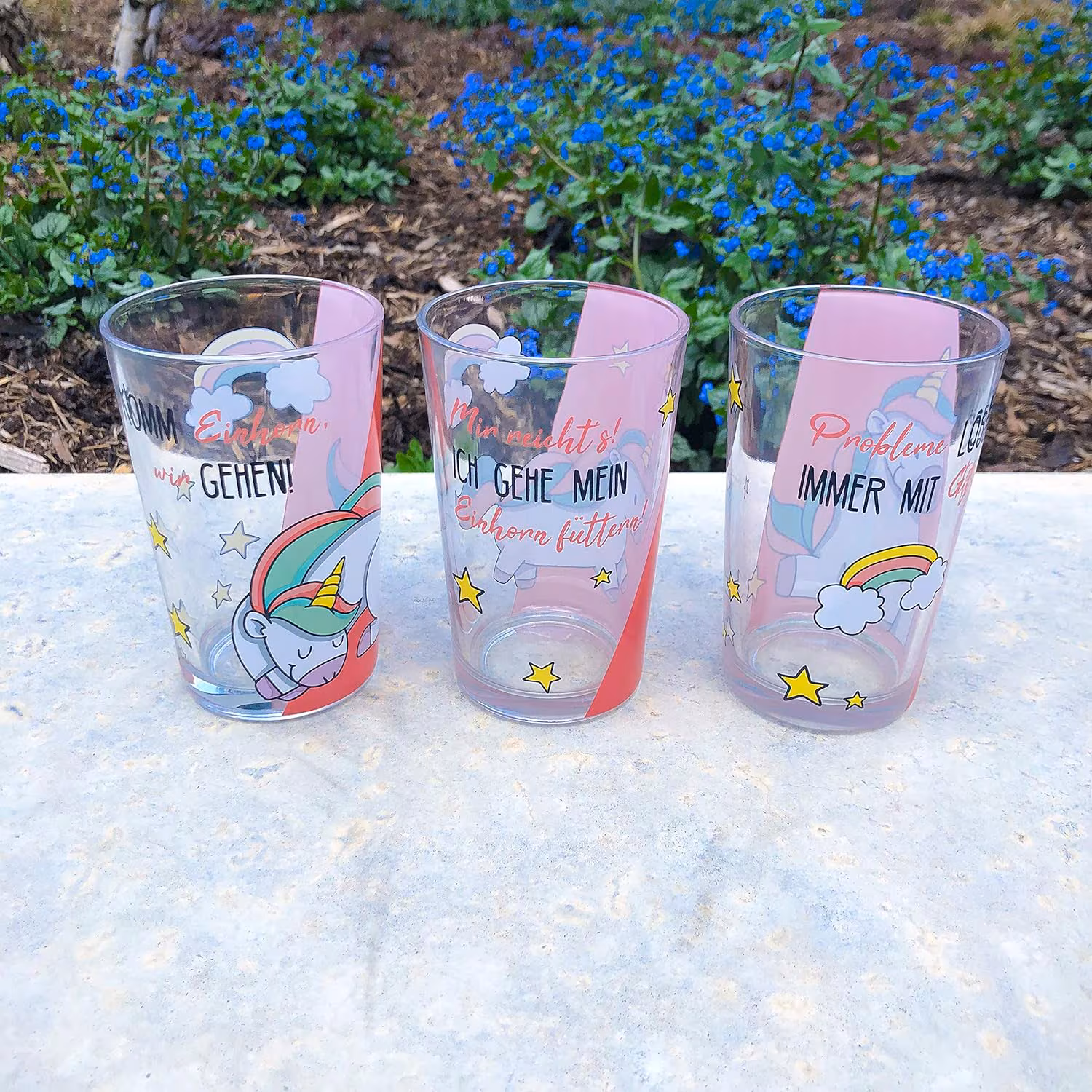 EinhornLiebe - Milchgläser / Trinkgläser (3 Stück) Trinkglas Milchglas Einhorn Unicorn
