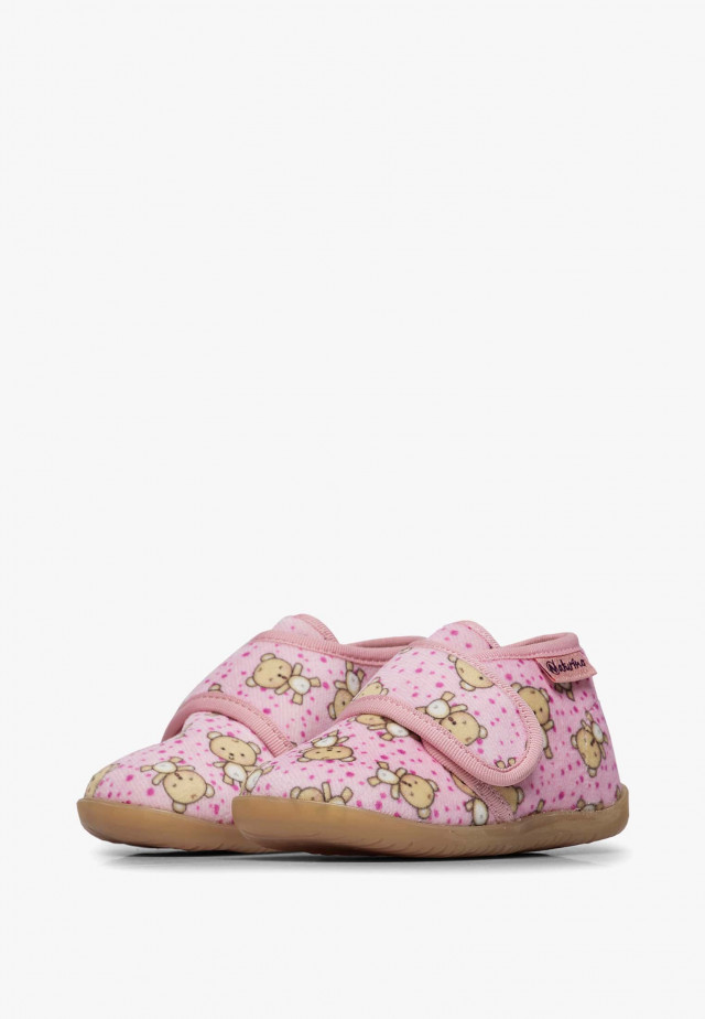 NATURINO HOMEHausschuhe aus Stoff mit Bärchen, Rosa