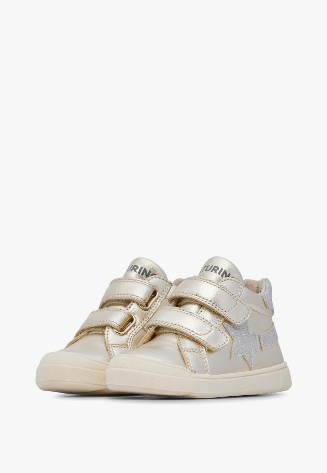 NATURINO SINGERY VL.Sneakers aus Metallic-Leder, Platin