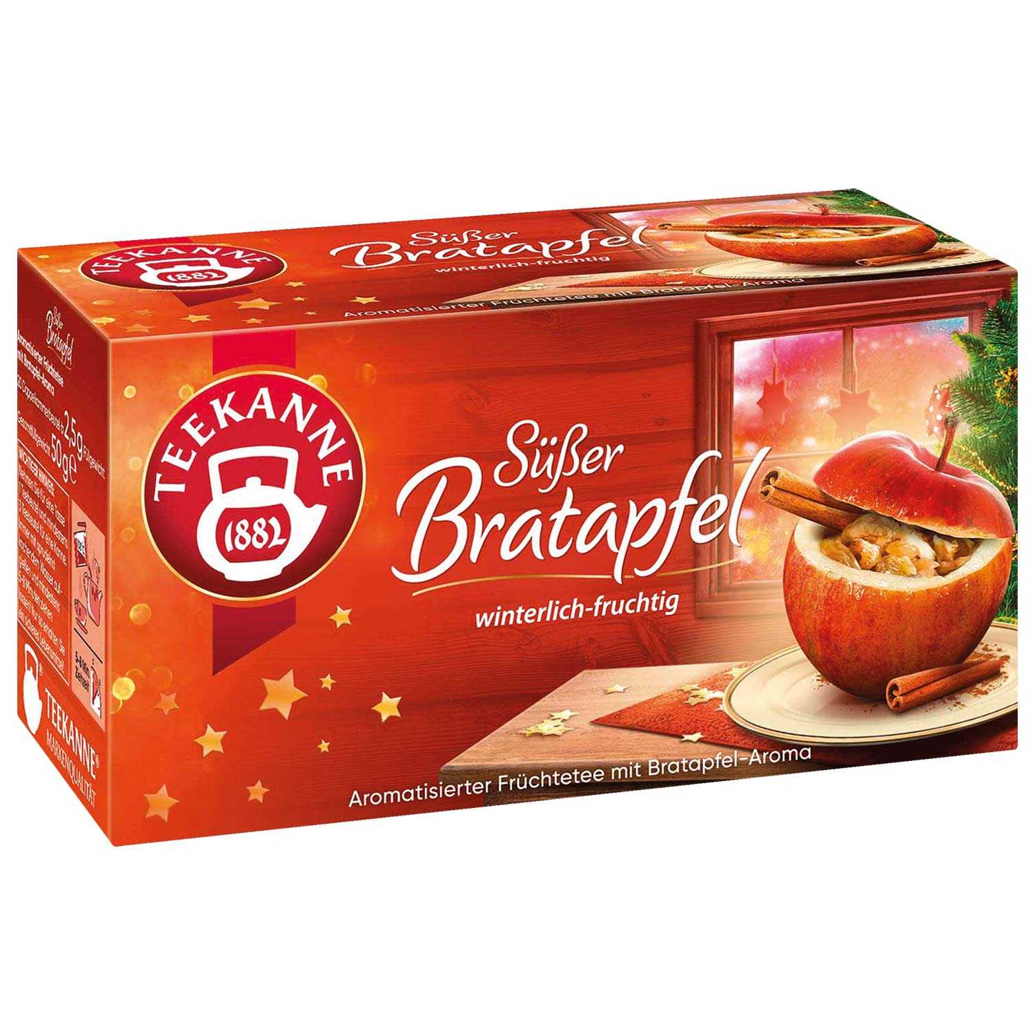 Teekanne Tee Süßer Bratapfel Früchtetee mit Bratapfelgeschmack 50 g 20er