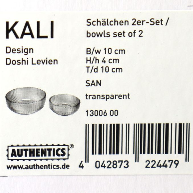 KALI Design Aufbewahrungs-Schälchen klar 2er Set, 2 Stk. von Authentics