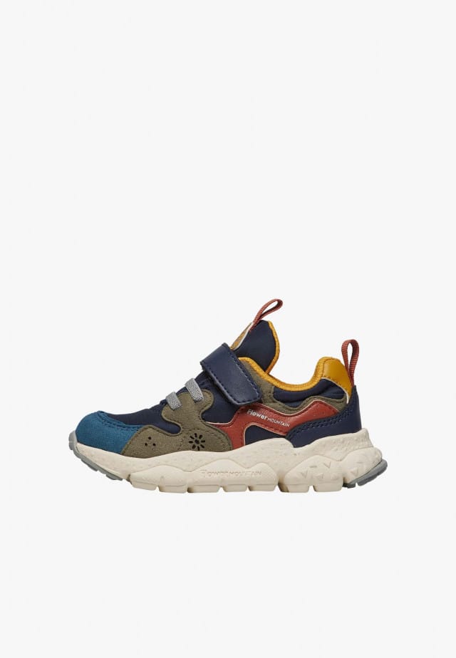 YAMANO 3 JUNIOR VL.Sneakers aus Kunstleder und technischem Gewebe, Marineblau-Militärgrün