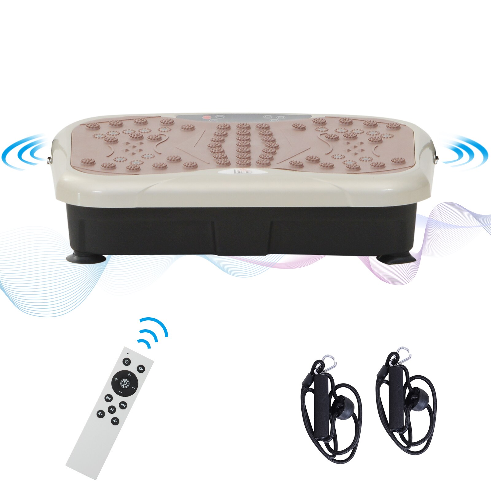 HOMCOM Vibrationstrainer mit USB-Lautsprecher schwarz, beige, braun 54 x 33 x 14 cm (LxBxH)