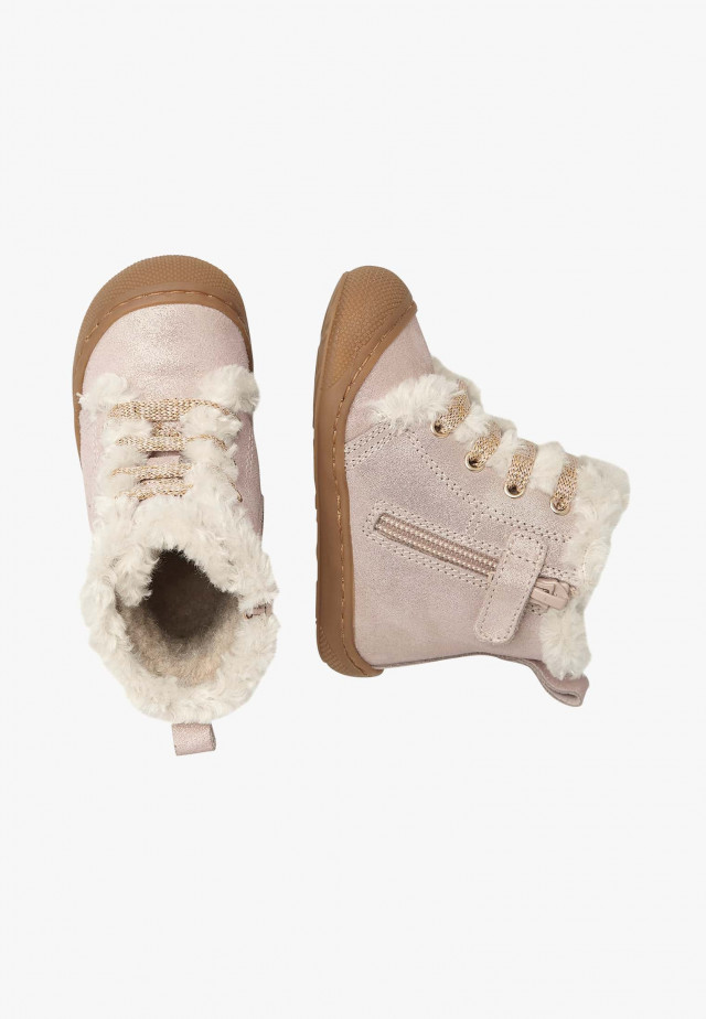 NATURINO BEBAYStiefeletten aus Veloursleder und Wolle, Rosa