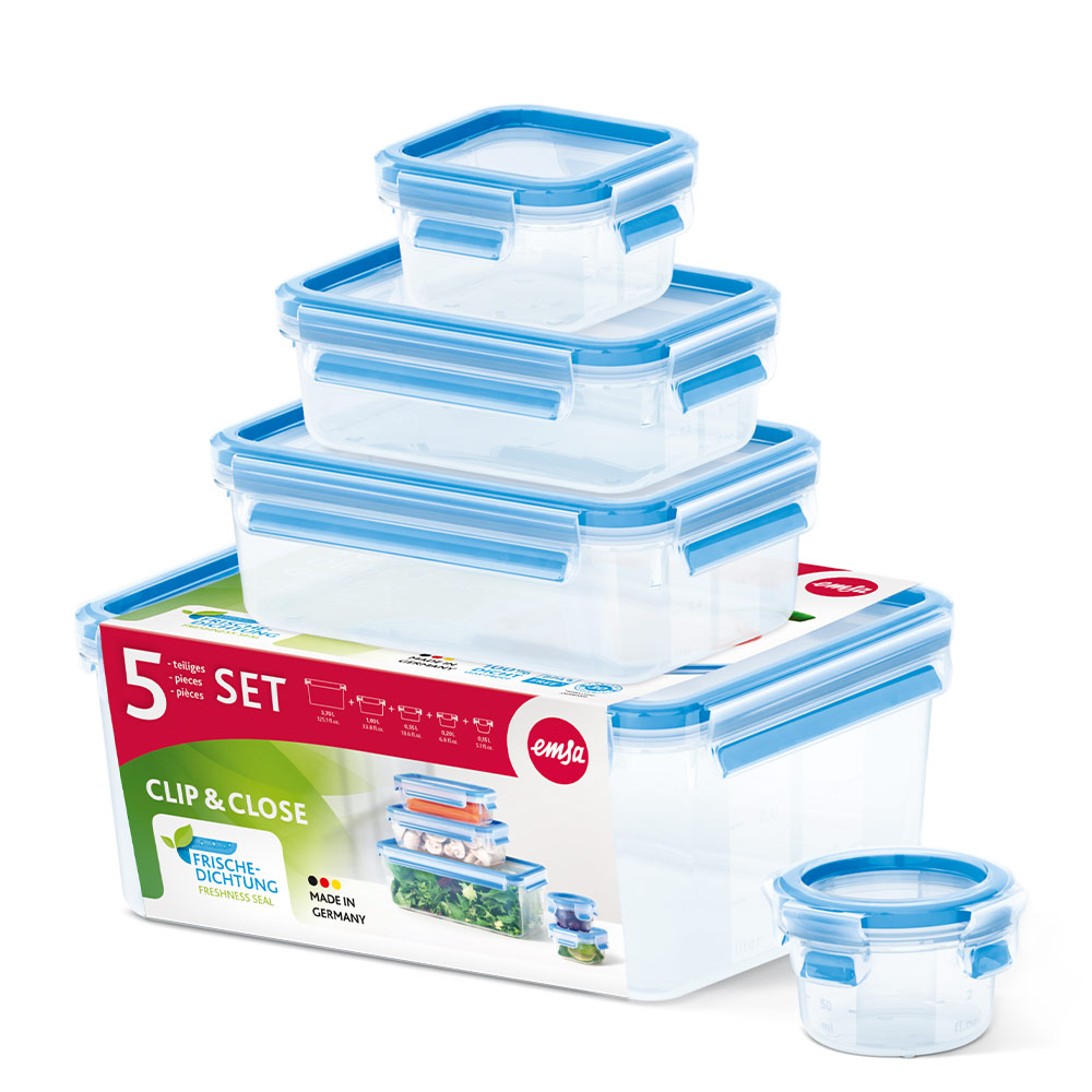 CLIP & CLOSE Frischhaltedose, 5er-Set