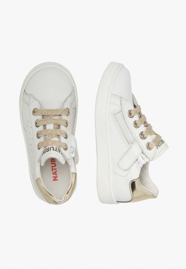 NATURINO HASSELT 2 ZIP.Sneakers aus Leder, Weiß-Platin