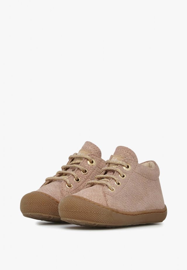 NATURINO COCOONLauflernschuhe aus Metallic-Veloursleder, Hellrosa