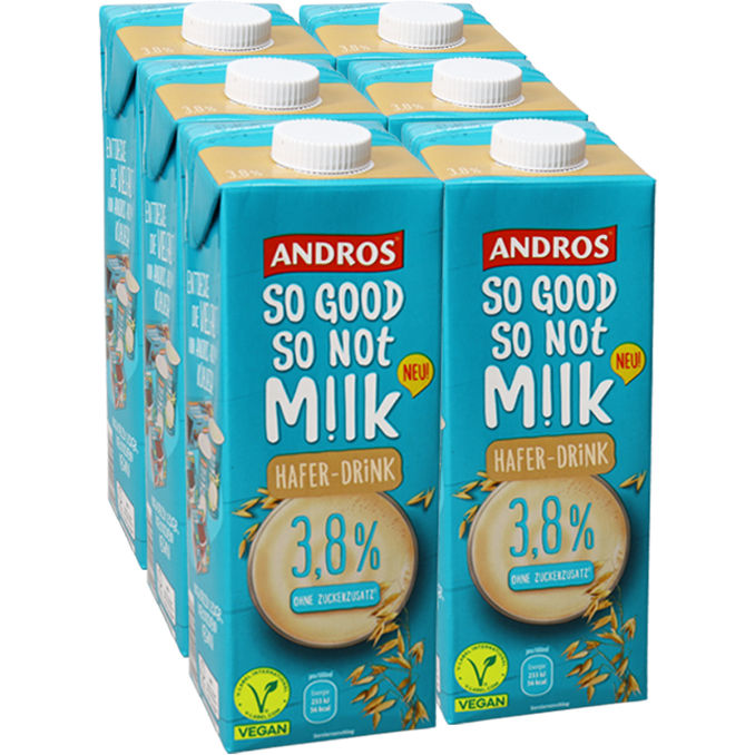 Haferdrink 3,8%, 6er Pack, 6x1L von Andros