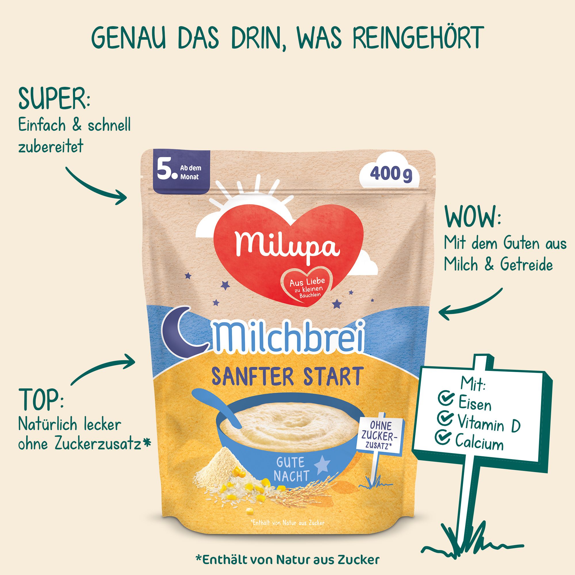 Milupa Gute Nacht Milchbrei Sanfter Start ab dem 5 Monat