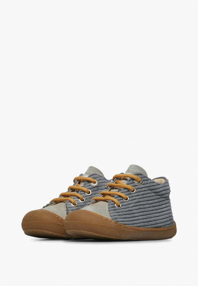 NATURINO COCOONLauflernschuhe aus Veloursleder, Azurblau-Taupe