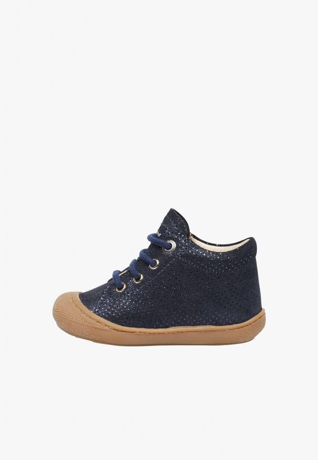 NATURINO COCOONLauflernschuhe aus Metallic-Veloursleder, Blau