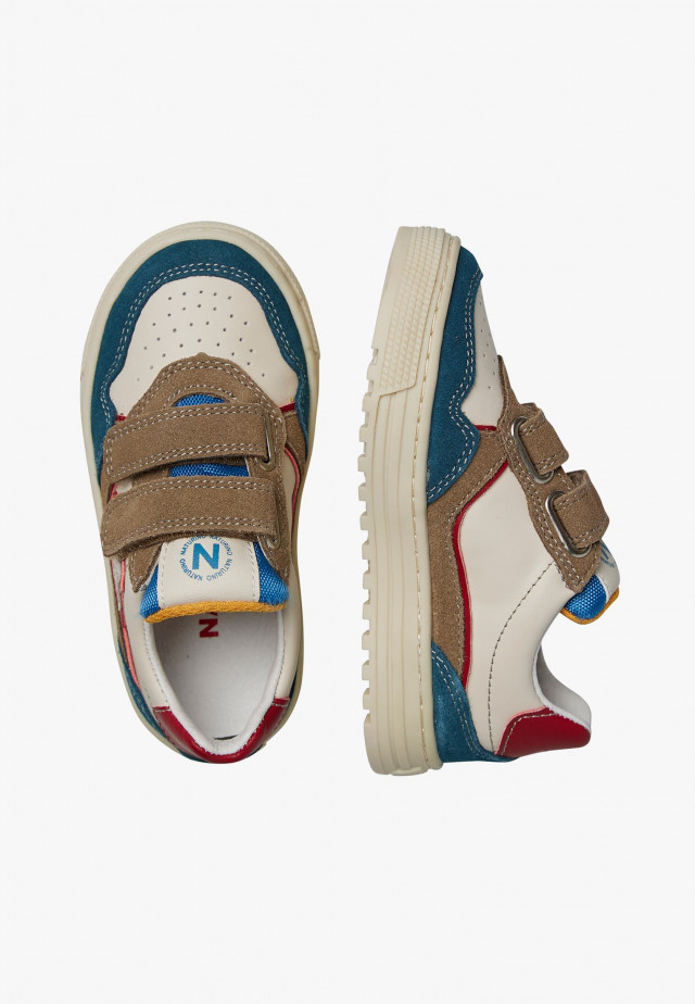 NATURINO HESS 3 VL.Sneakers aus Leder und Veloursleder, Cremeweiß-Braun