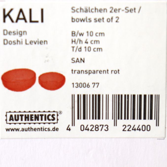KALI Design Aufbewahrungs-Schälchen rot, 2er Set, 2 Stk. von Authentics