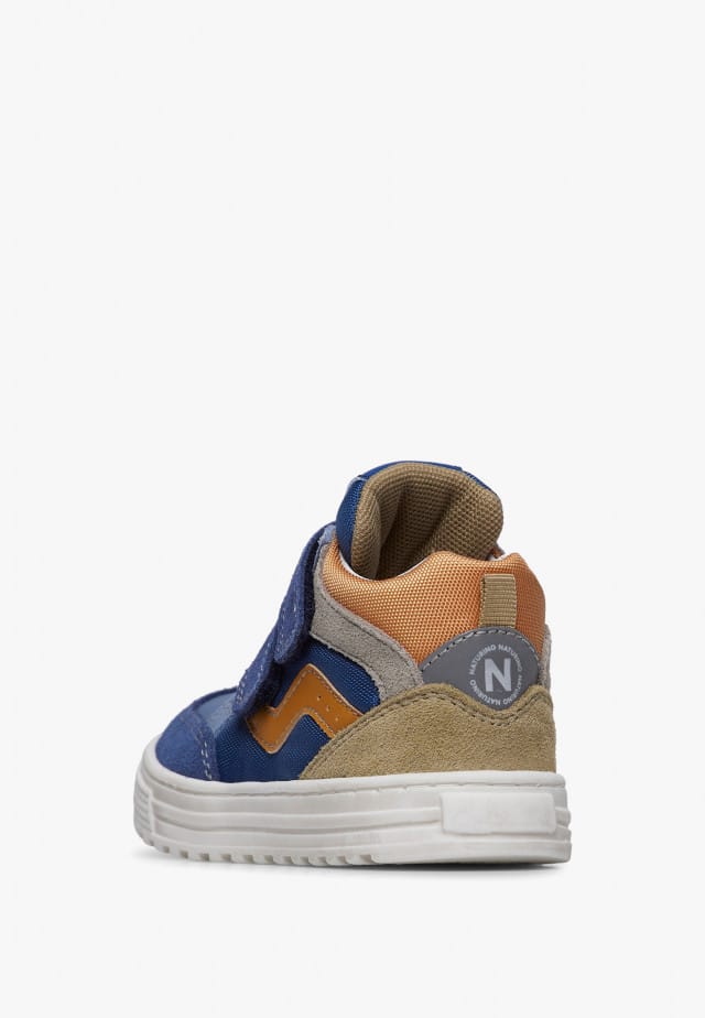 NATURINO MIZAR VL.Sneakers aus Leder un technischem Gewebe, Blau-Orange