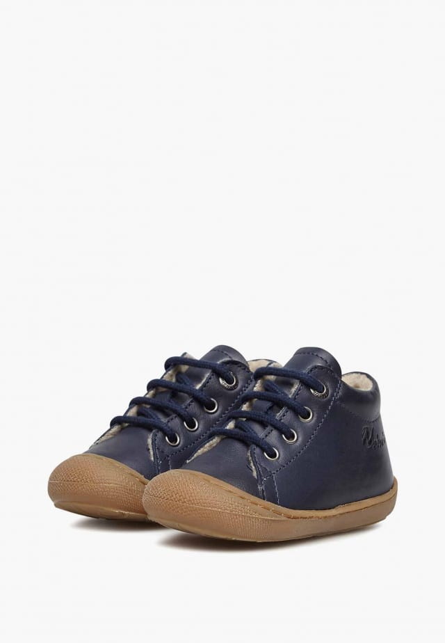 NATURINO COCOONLauflernschuhe aus Leder mit Wollfutter, Marineblau
