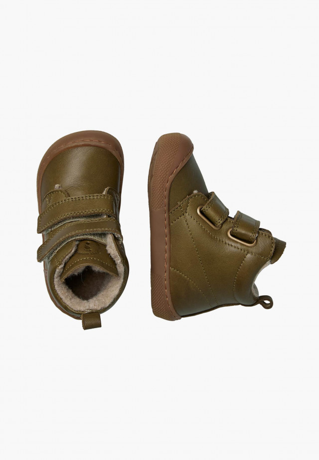 NATURINO WIGGHI VLBarfußstiefel aus Leder, Militärgrün