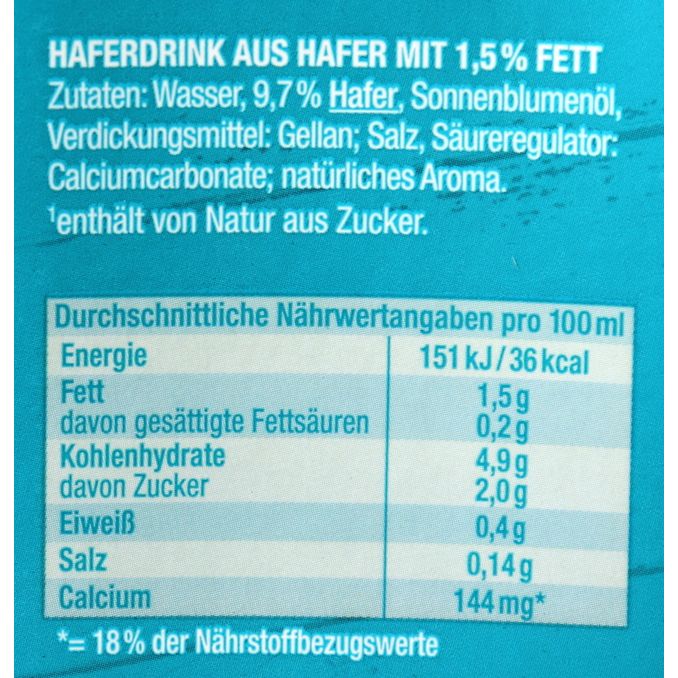 Haferdrink 1,5%, 6er Pack, 6x1L von Andros