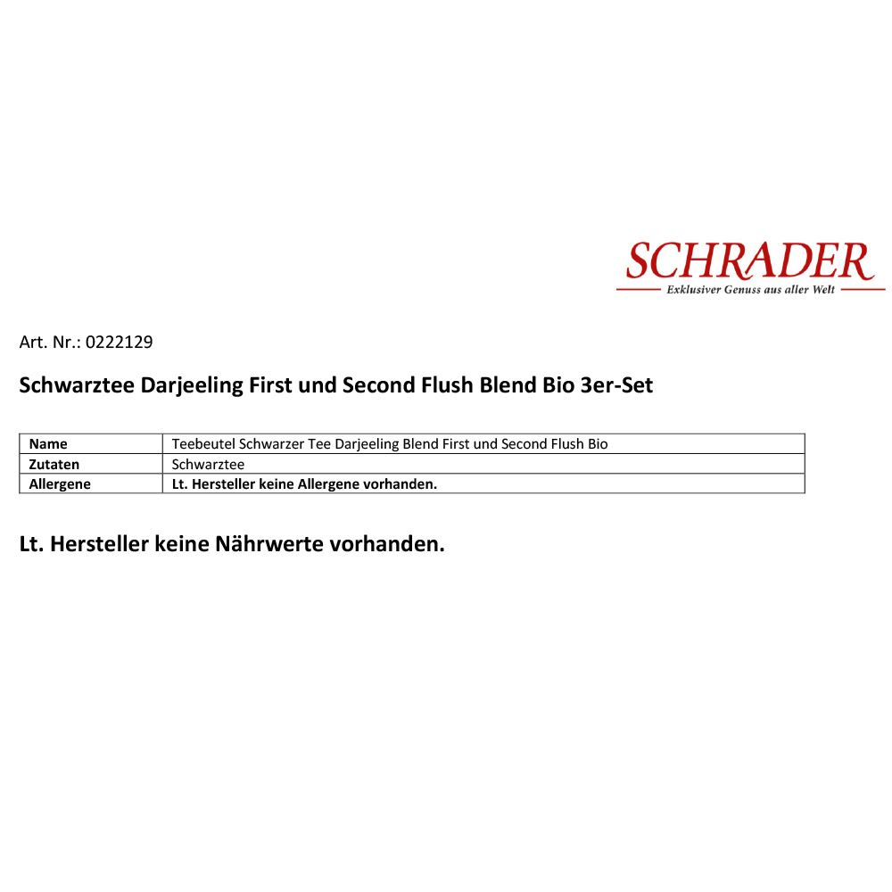 Schrader Schwarztee Darjeeling First und Second Flush Blend Bio 3er-Set
