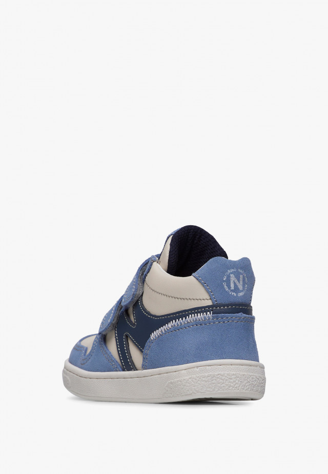 NATURINO NIBB VL.Hohe Sneakers aus Leder und Veloursleder, Weiß-Dunkelgrün