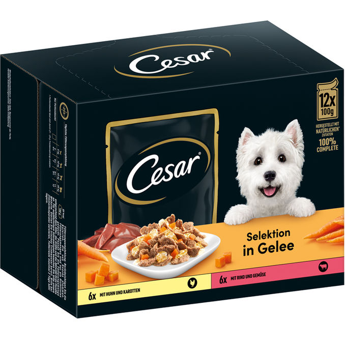 Portionsbeutel in Gelee mit Fleisch & Gemüse, 12er Pack, 12 x 100g von Cesar
