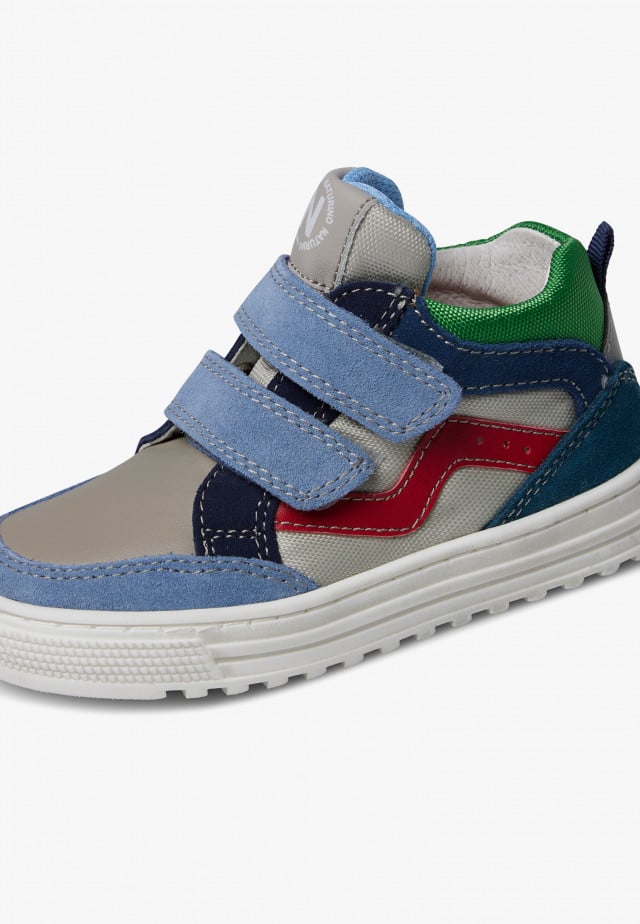 NATURINO MIZAR VL.Sneakers aus Leder un technischem Gewebe, Azurblau-Grau