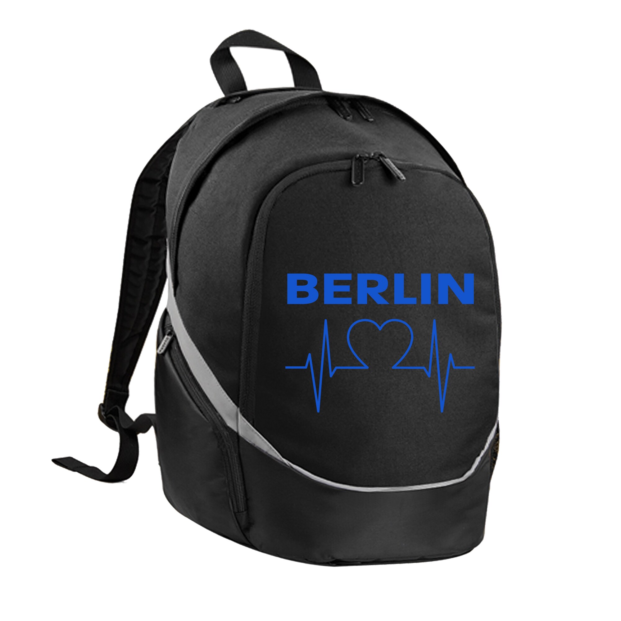 multifanshop® Rucksack - Berlin blau - Herzschlag - Druck blau