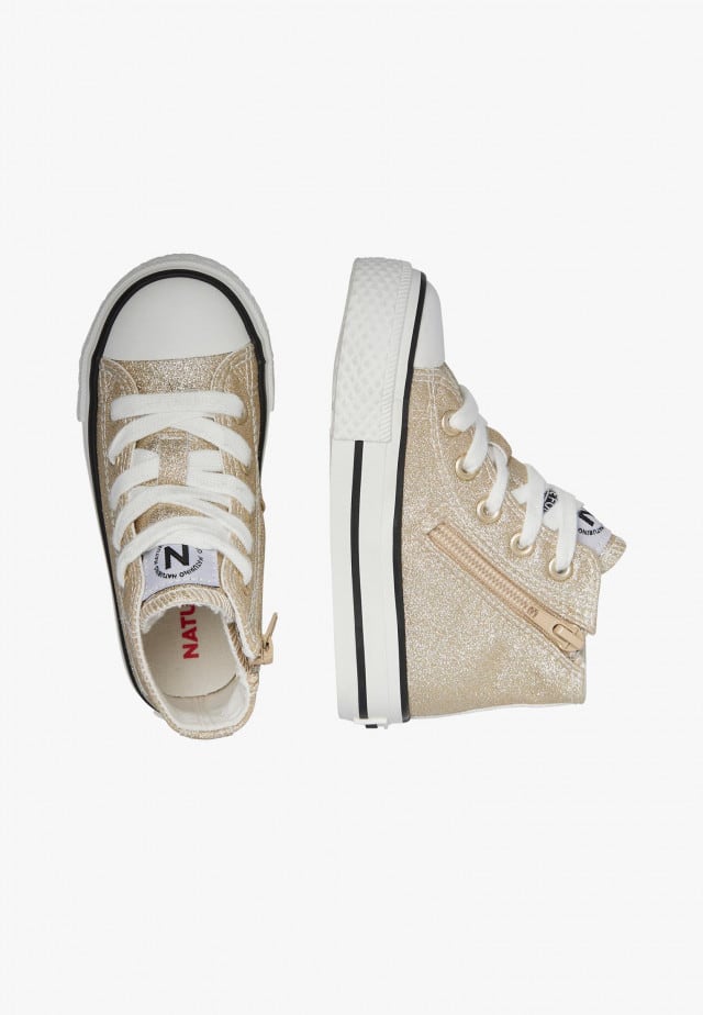 NATURINO YLFAS.Sneakers aus glitzerndem Stoff, Platin