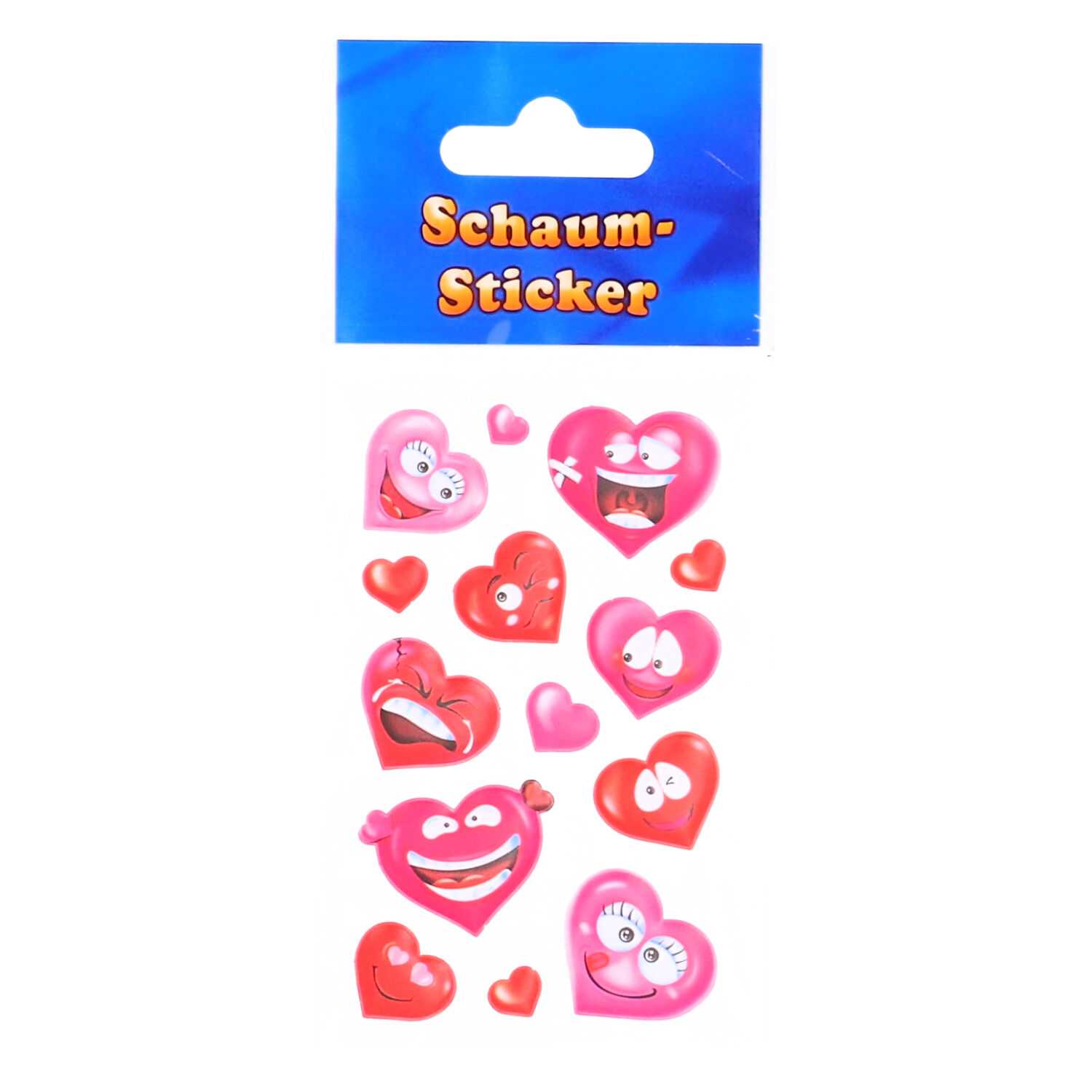 Sticker Schaum Herzen und Tiere 6-fach sortiert