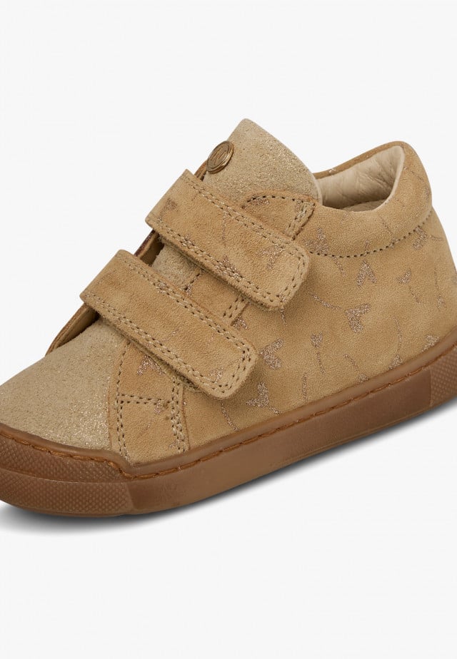 NATURINO DORD VLSneakers aus Veloursleder mit Glitzerherz-Print, Beige-Platin