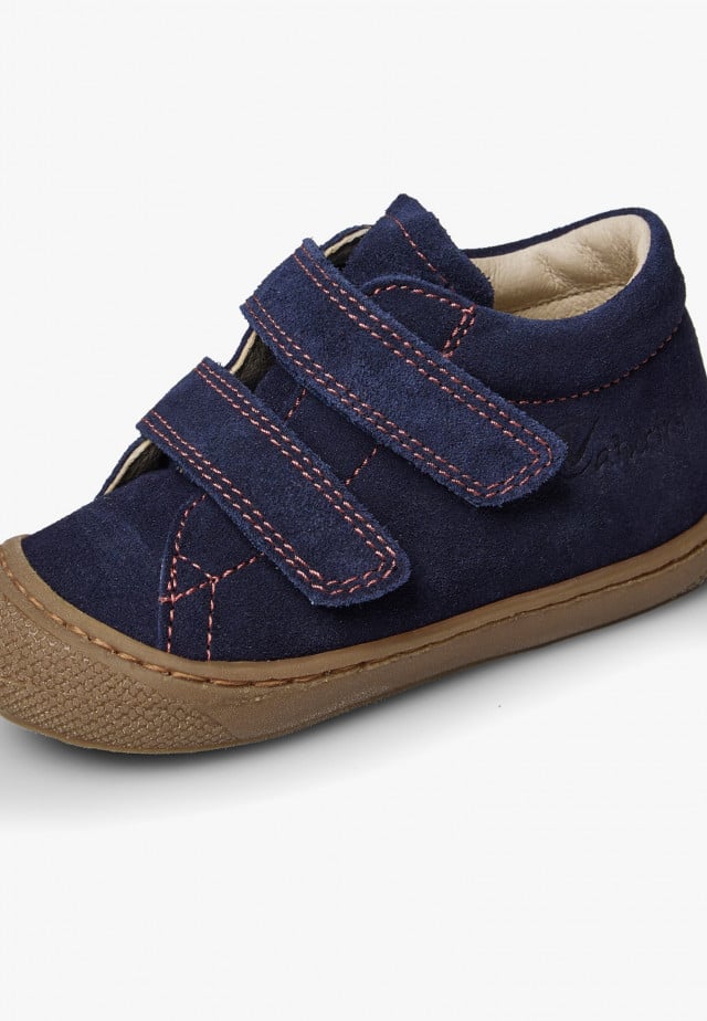 NATURINO COCOON VLLauflernschuhe aus Veloursleder, Marineblau-Rot