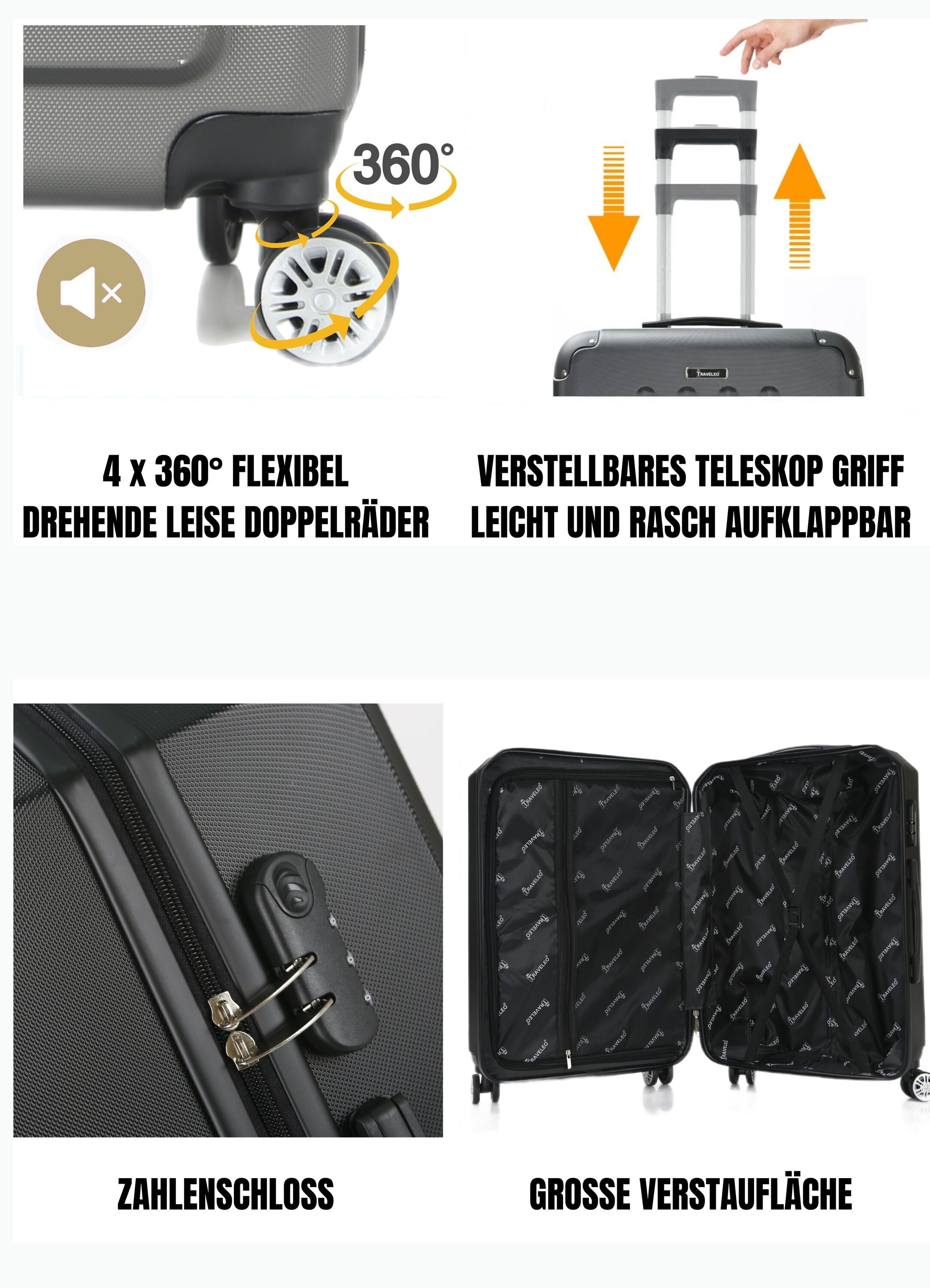Reisekoffer Koffer 3 tlg Hartschale Trolley Set
