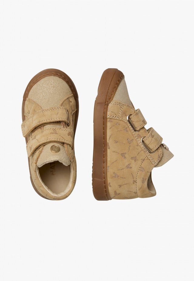 NATURINO DORD VLSneakers aus Veloursleder mit Glitzerherz-Print, Beige-Platin