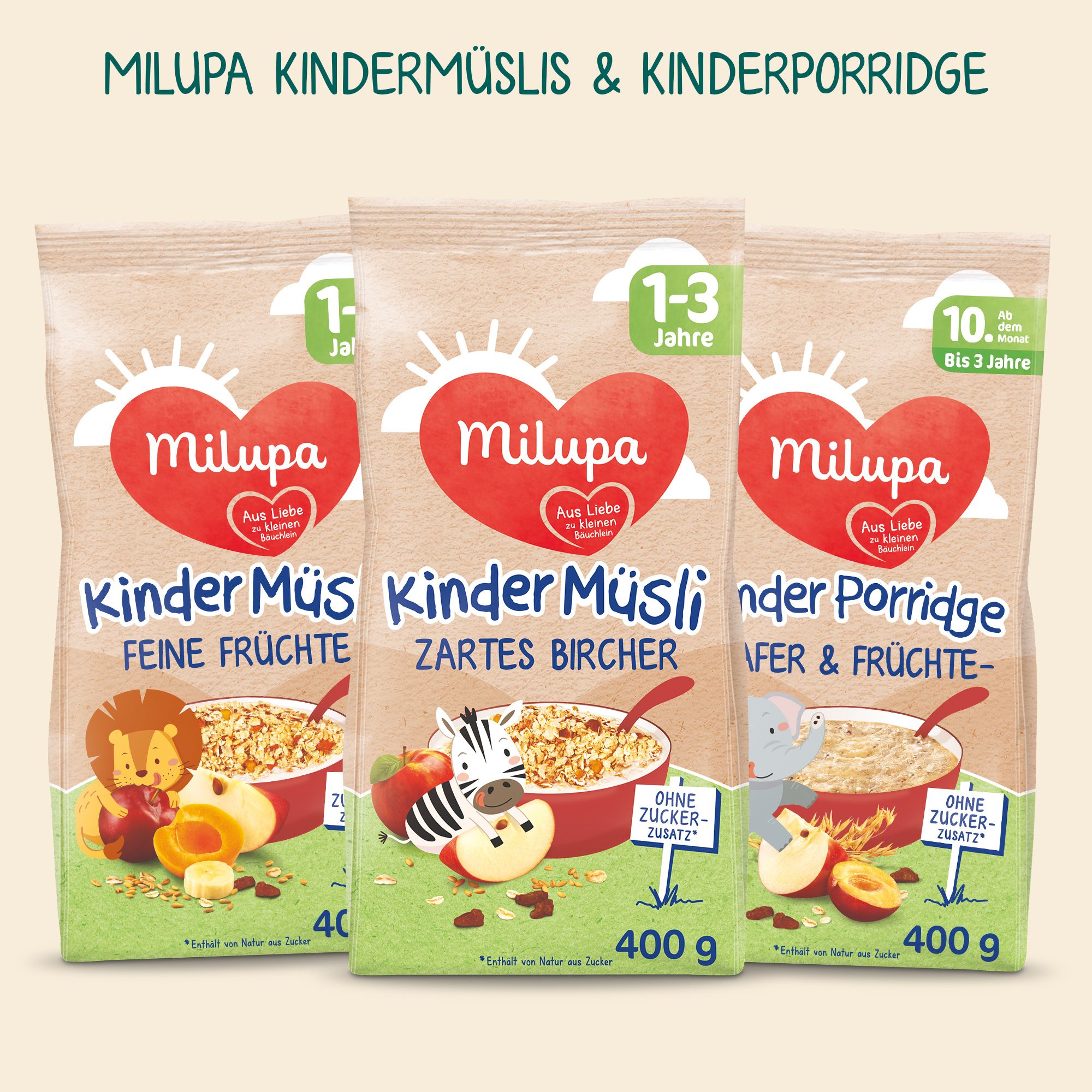 Milupa Kinder Porridge Hafer & Früchte ab dem 10 Monat bis 3 Jahre