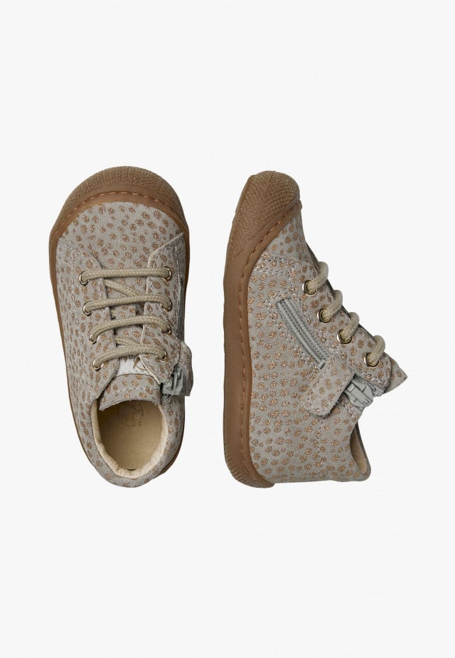 NATURINO COCOON ZIPLauflernschuhe aus Veloursleder mit Reißverschluss, Taupe-Platin