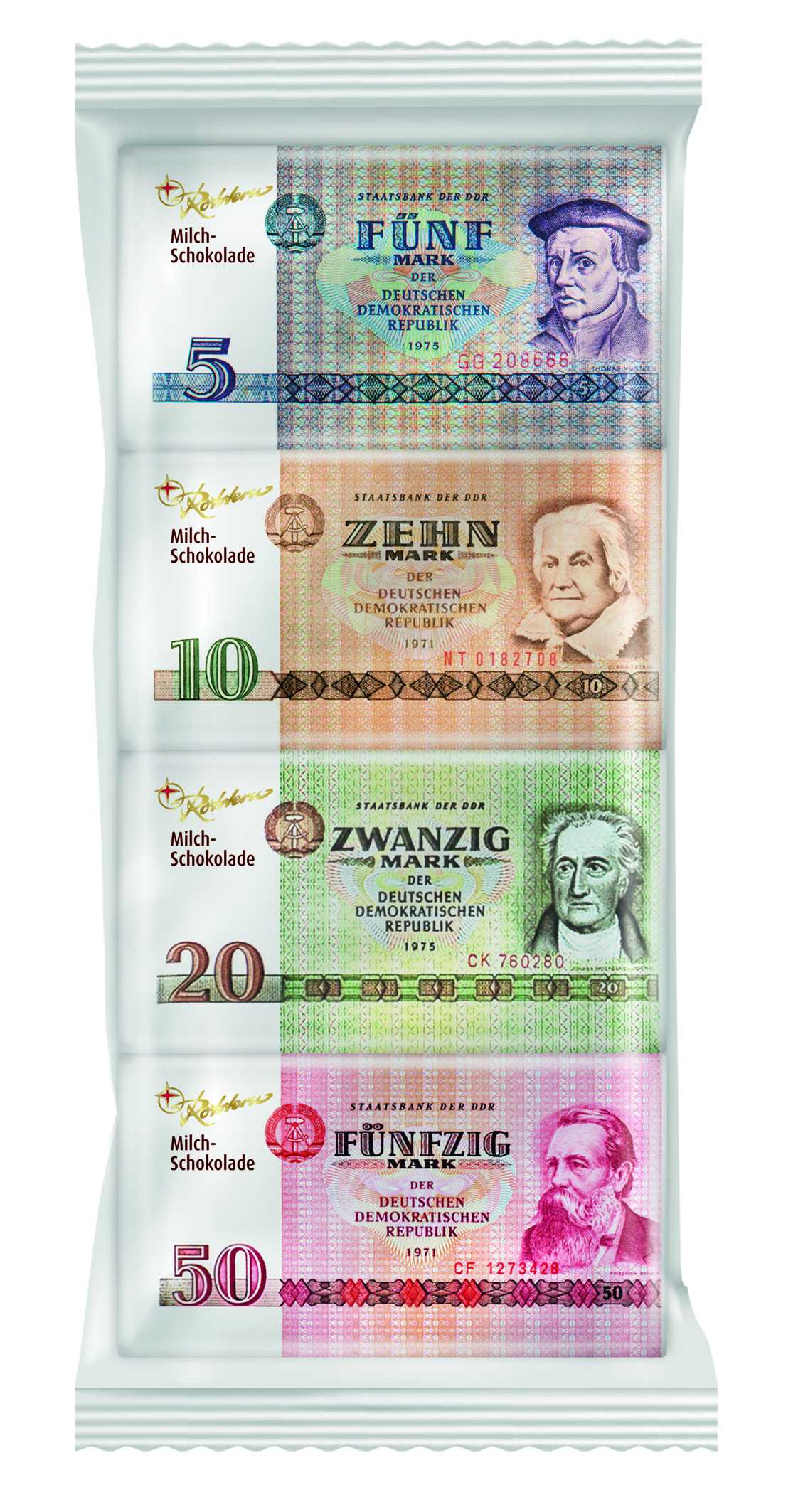 Rotstern DDR Geld Vollmilch Mini-Schokolade 4x15g