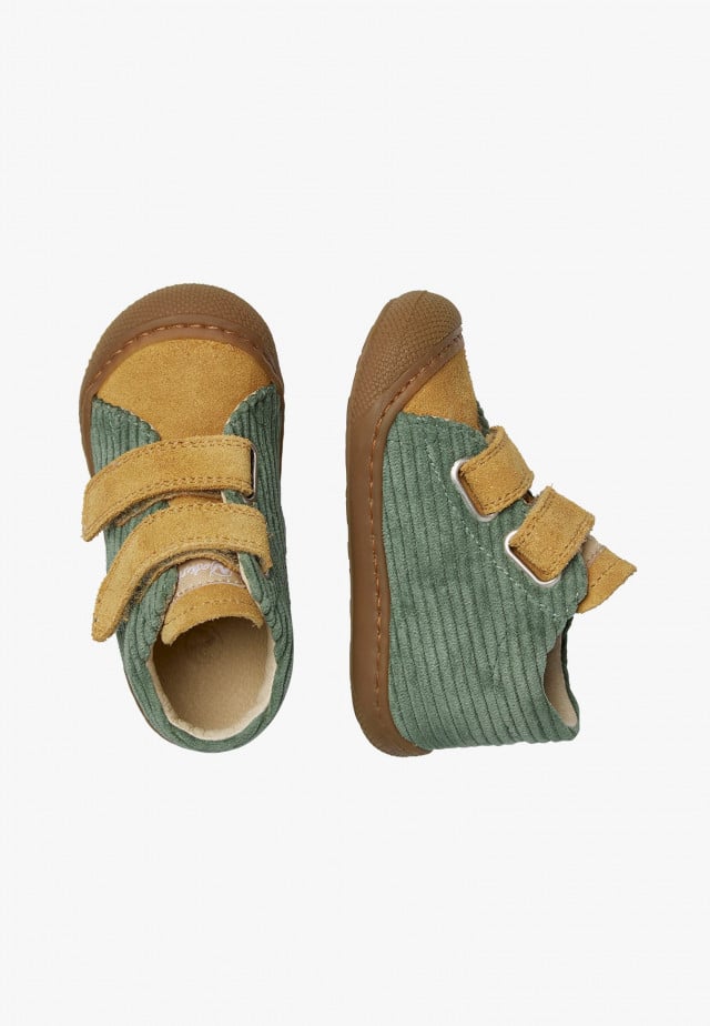 NATURINO COCOON VLLauflernschuhe aus Veloursleder, Grün-Kürbis