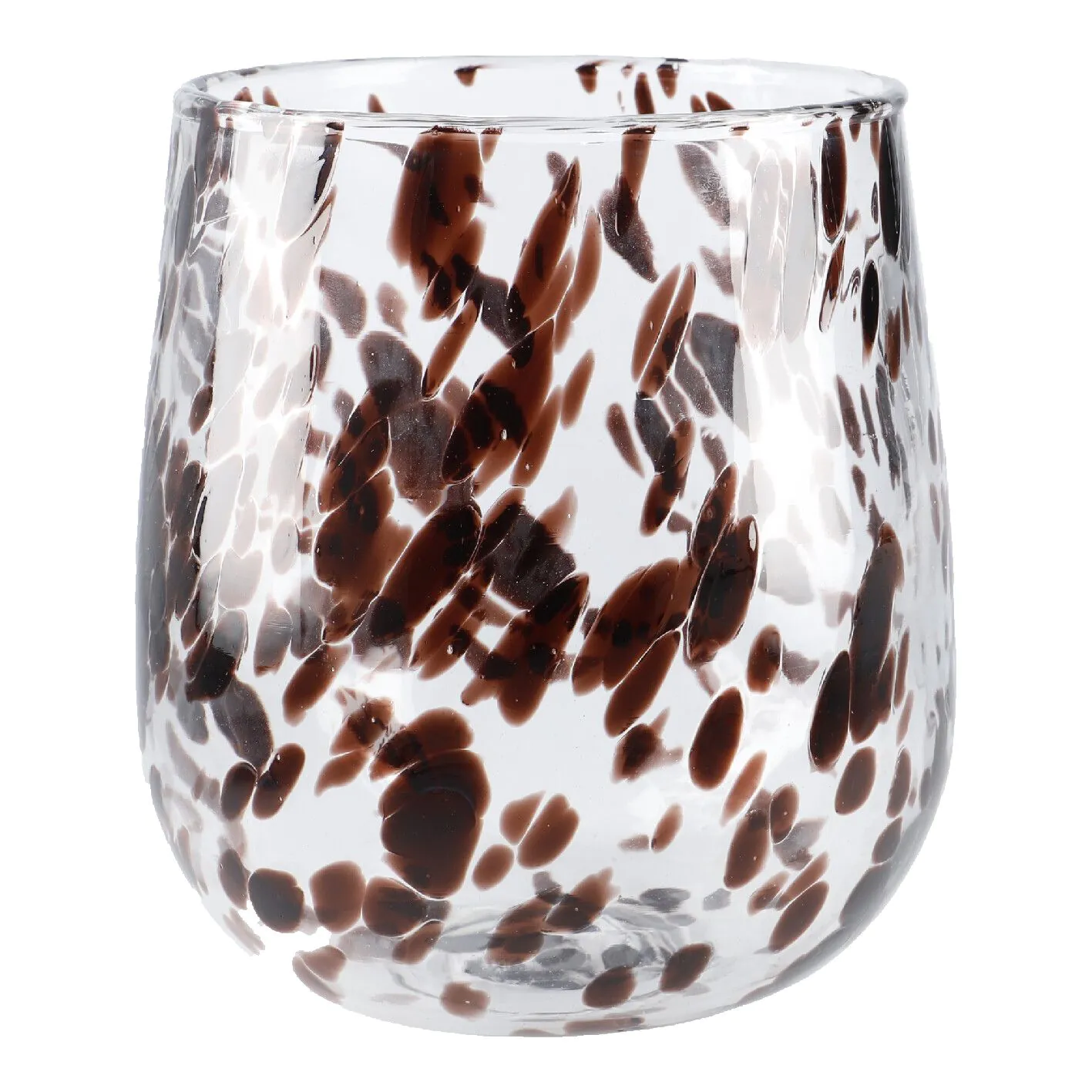 Vase Tupfen, bauchig/braun, 16 cm