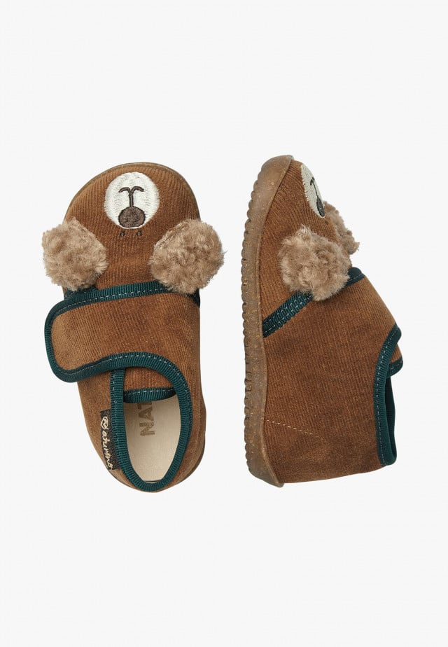 NATURINO BIDAIMHausschuhe aus Veloursleder, Cognac