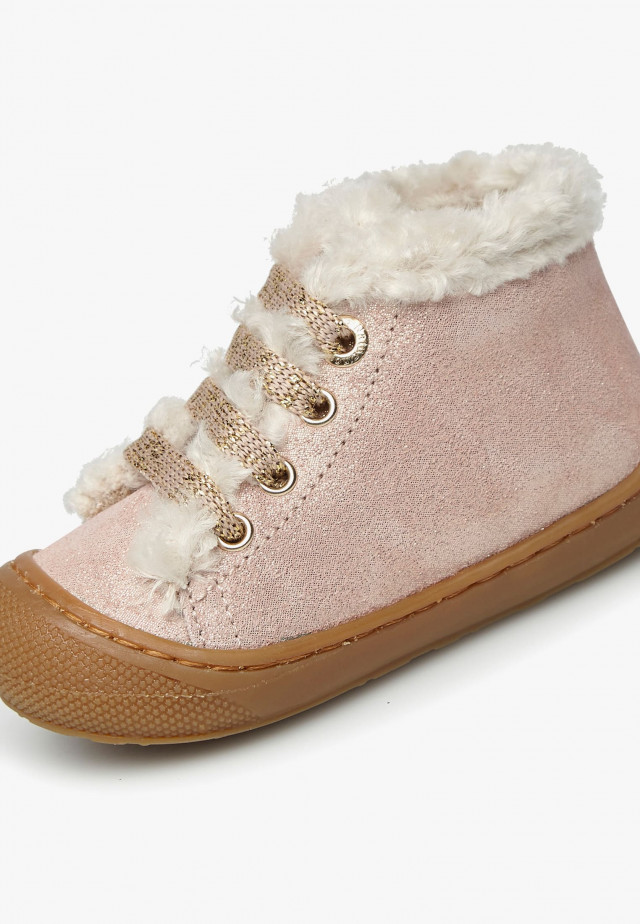 NATURINO LALLITLauflernschuhe aus Veloursleder und Wolle, Rosa