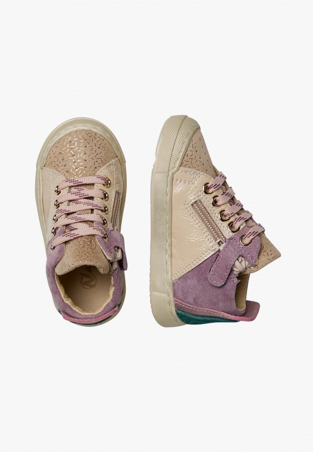 NATURINO TRAJAN HIGH ZIPSneakers aus Leder und Veloursleder, Beige-Violett