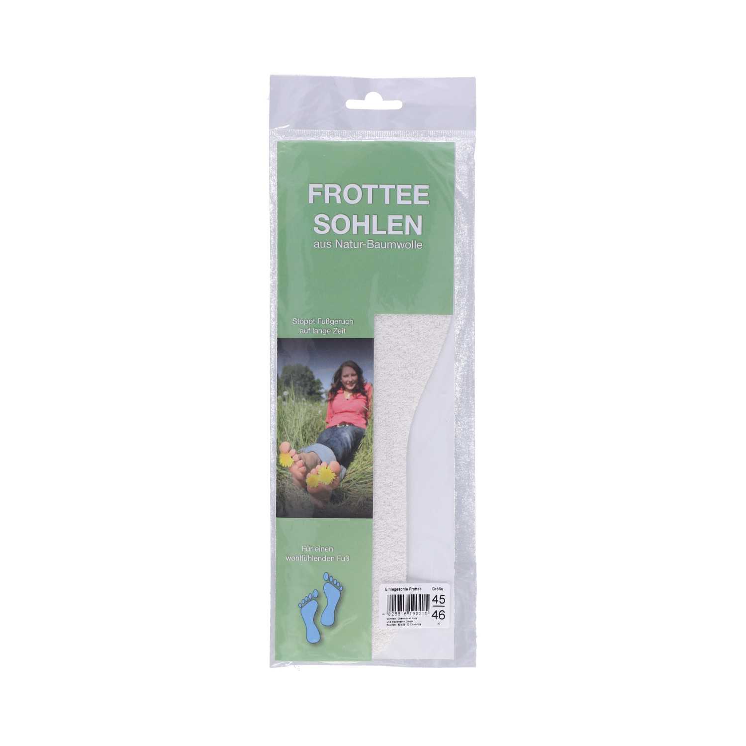 Frottee Einlegesohlen Natur-Baumwolle Gr. 35/36 - 45/46