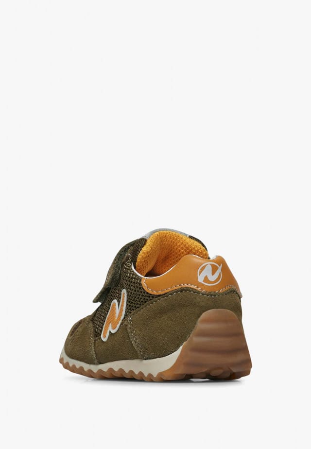 NATURINO SAMMY 2 VL.Sneakers aus Veloursleder und Gewebe, Militärgrün-Kürbis