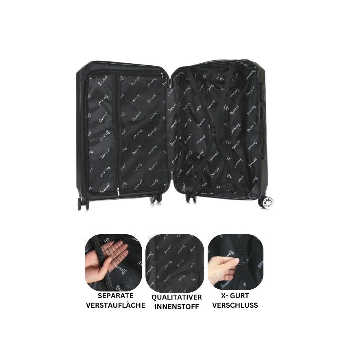 Reisekoffer ABS-03 Koffer 3-teilig Hartschale Trolley Set Kofferset Ha