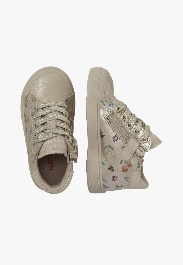 NATURINO EINDHOVEN HIGH ZIP.Sneakers aus Leder und Veloursleder, Platin