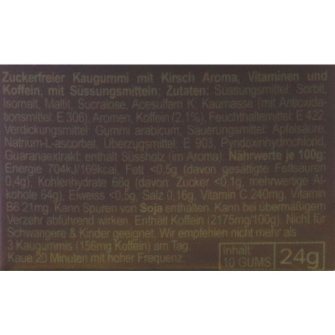 Energy Kaugummi Icy Cherry, 24g von GUMING